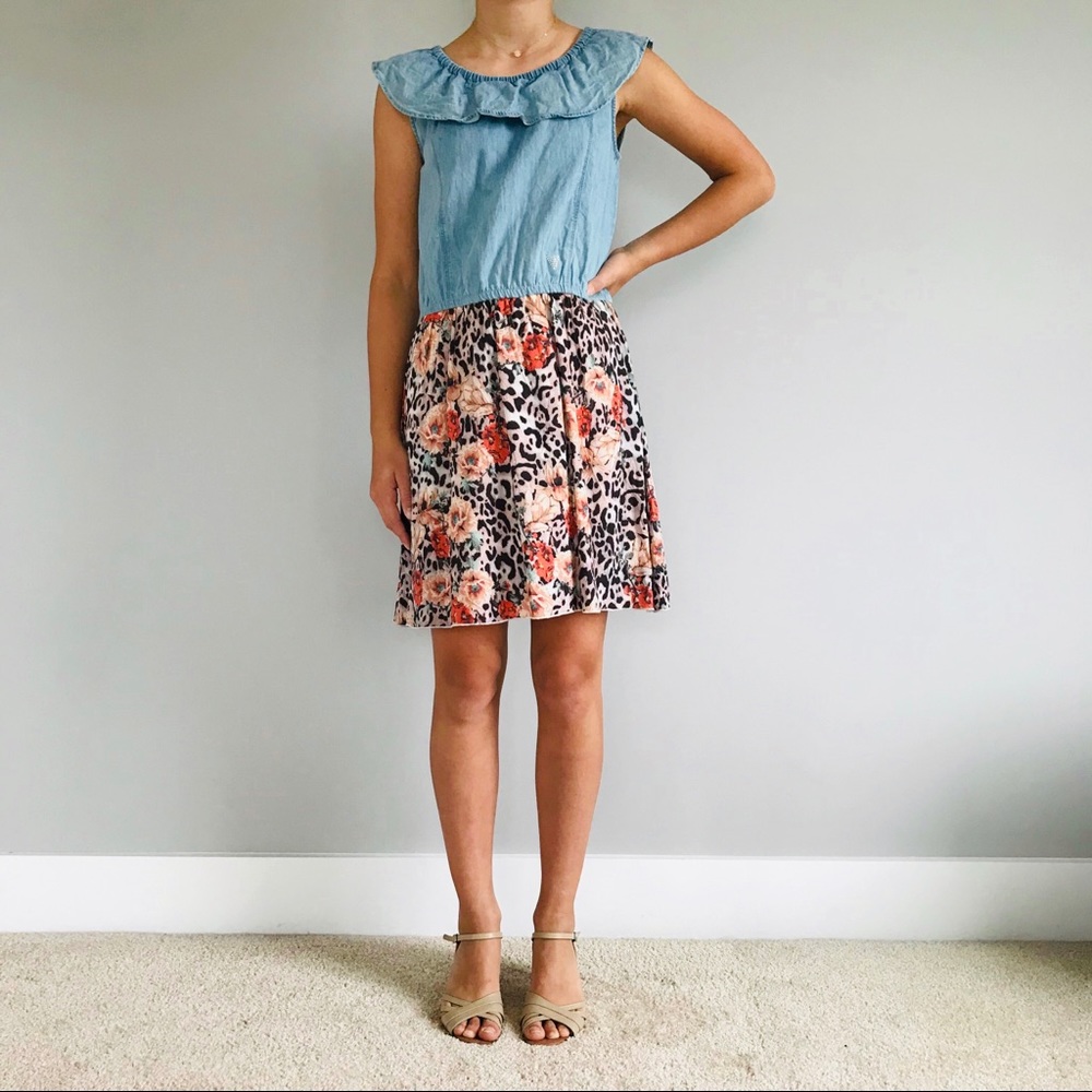 Girls Guess Size 14 Blue and Pink Summer Dress